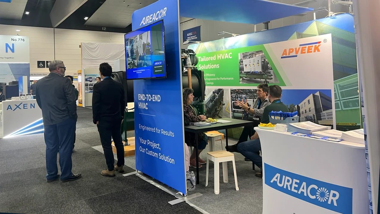 Visitors at the Aureacor and APVEEK exhibition display